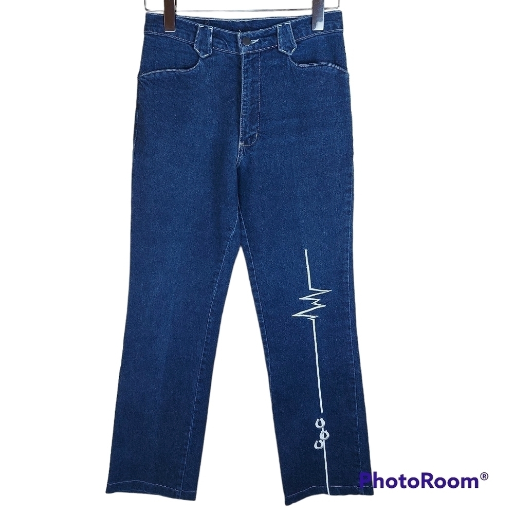 Vintage stretch jeans high rise horseshoes heartbeat embroidery Size 5/6